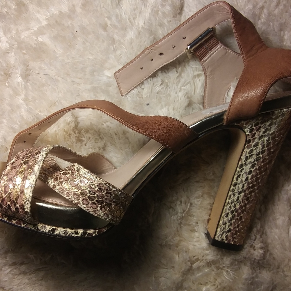 Vince Camuto snake-print gold / pink, shoes, 9
